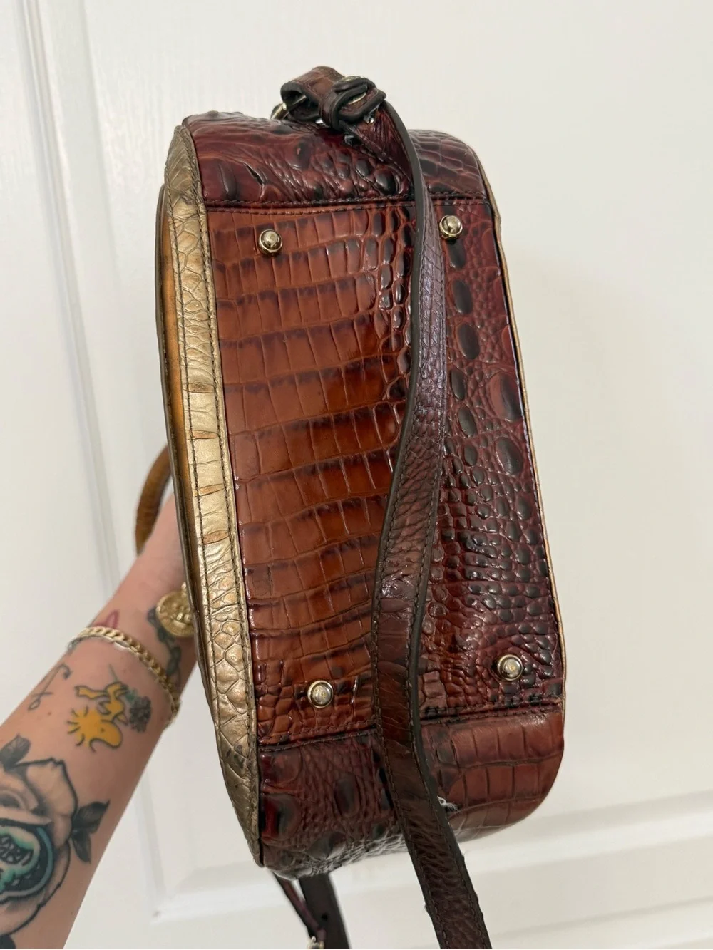 BRAHMIN Medium Lena Rose Gold Provence Handbag